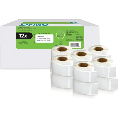 Dymo etykieta do drukarek LW 11352 biała, papierowa, 54mm/25mm | 12 sztuk